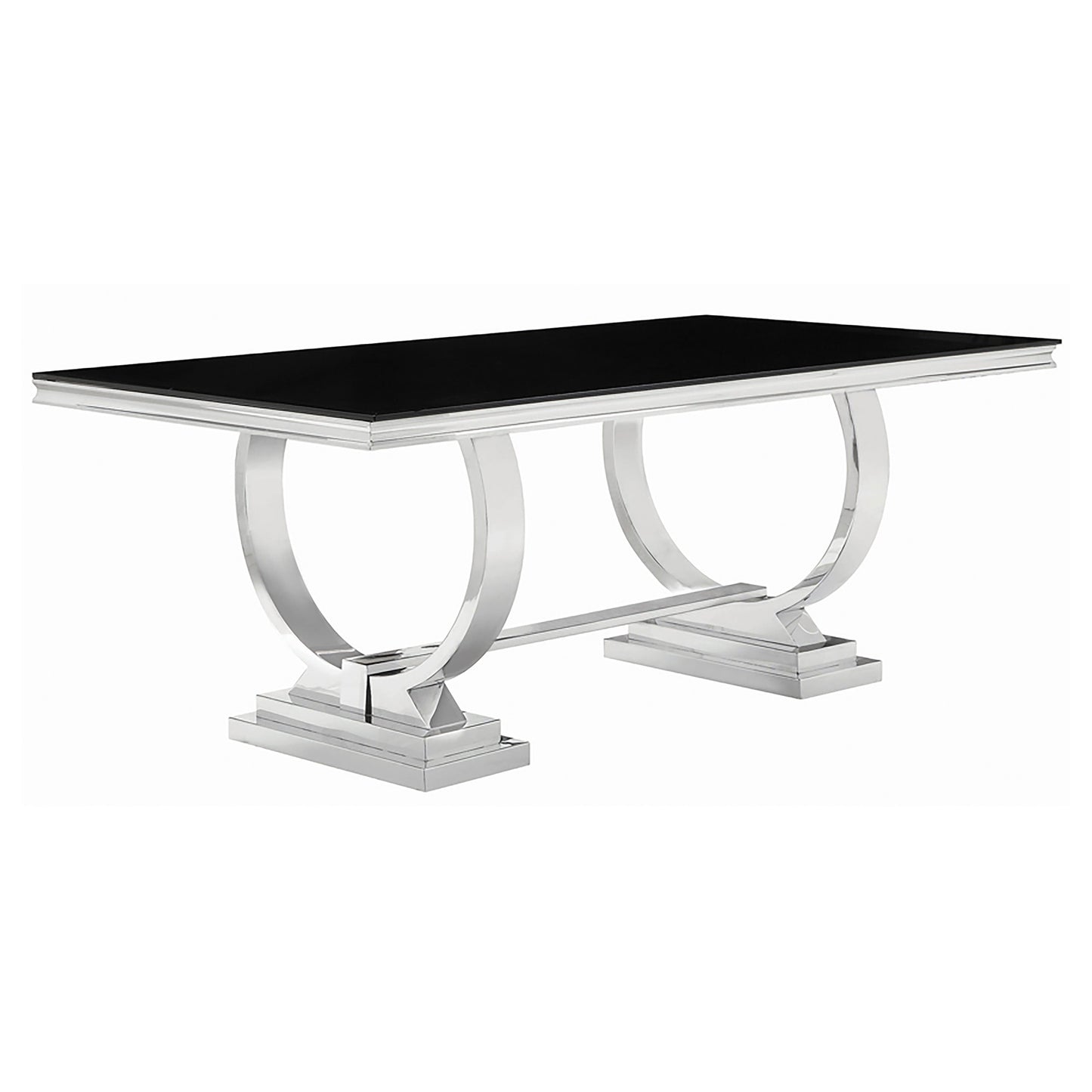 Antoine Rectangular 95-inch Glass Top Dining Table Black