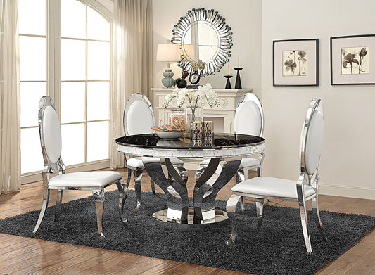 Anchorage Round 51-inch Glass Top Dining Table Chrome