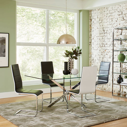 Carmelo 5-piece Rectangular Glass Top Dining Set Chrome