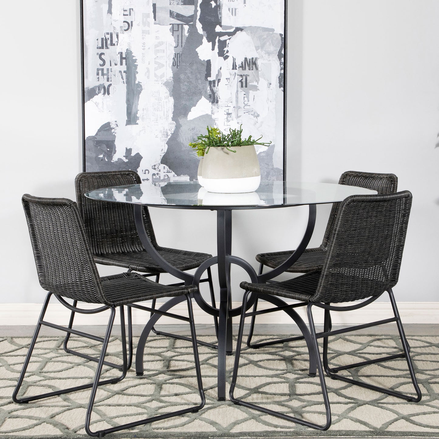 Aviano 5-piece Dining Set Gunmetal and Matte Black