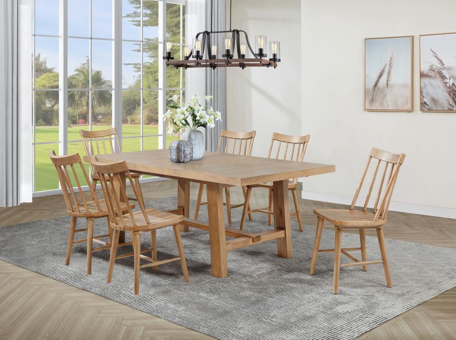 Middleton 7-Piece Extension Leaf Dining Set Natural Brown
