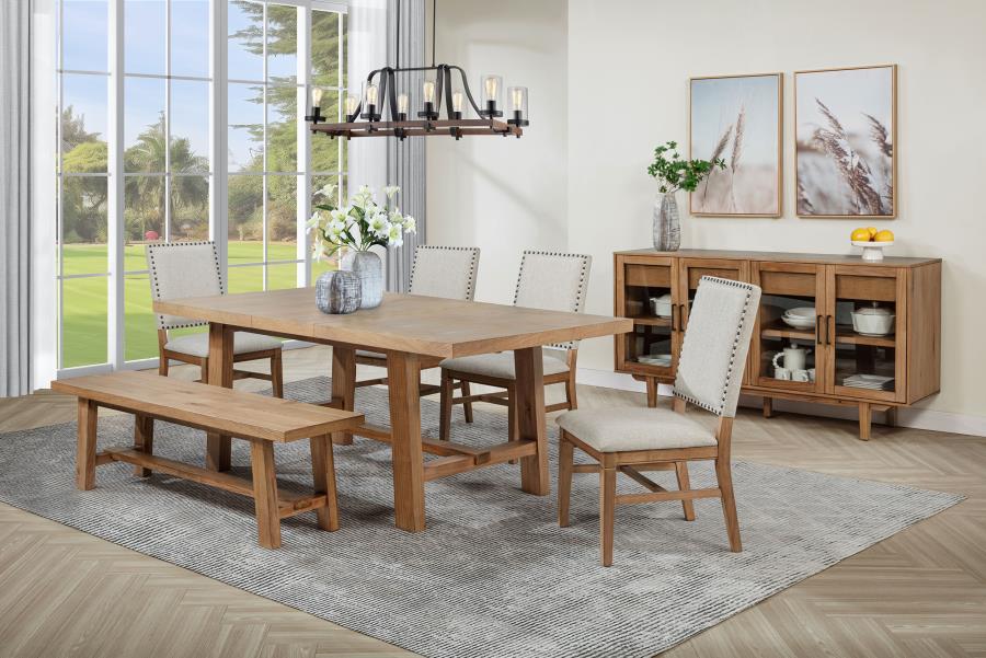 Middleton 76-Inch Extension Leaf Dining Table Natural Brown
