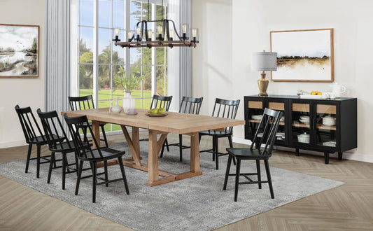 Middleton 10-Piece Extension Leaf Dining Set Natural Brown And Black
