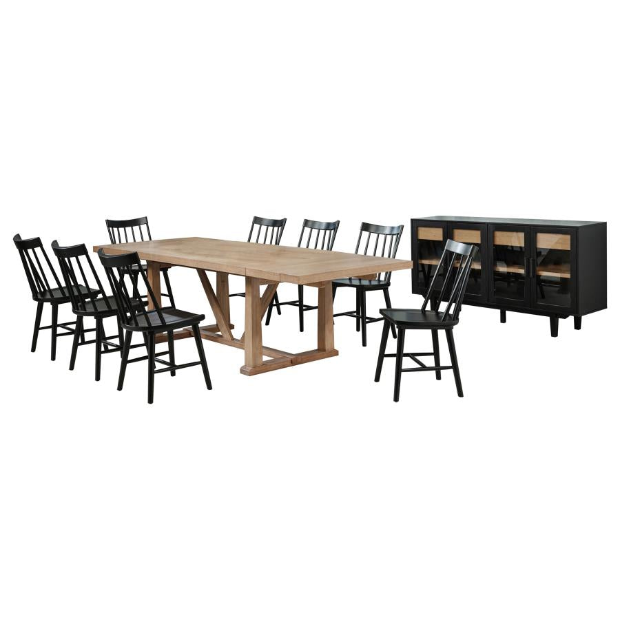 Middleton 10-Piece Extension Leaf Dining Set Natural Brown And Black