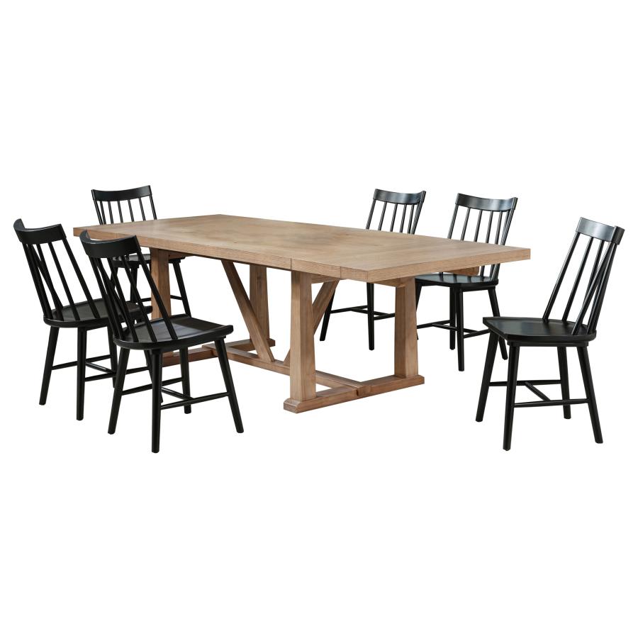 Middleton 7-Piece Extension Leaf Dining Set Brown And Black