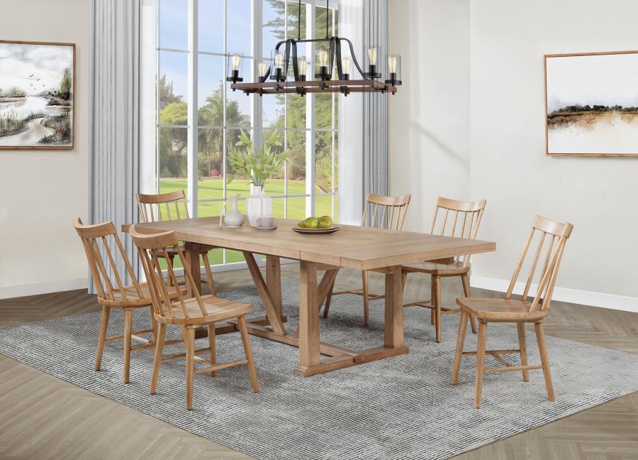 Middleton 7-Piece Extension Leaf Dining Set Natural Brown