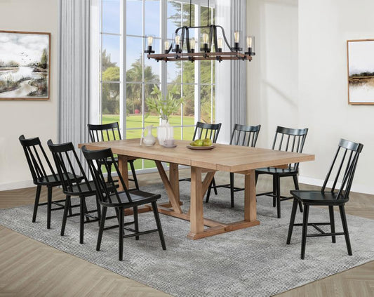 Middleton 9-Piece Extension Leaf Dining Set Brown And Black