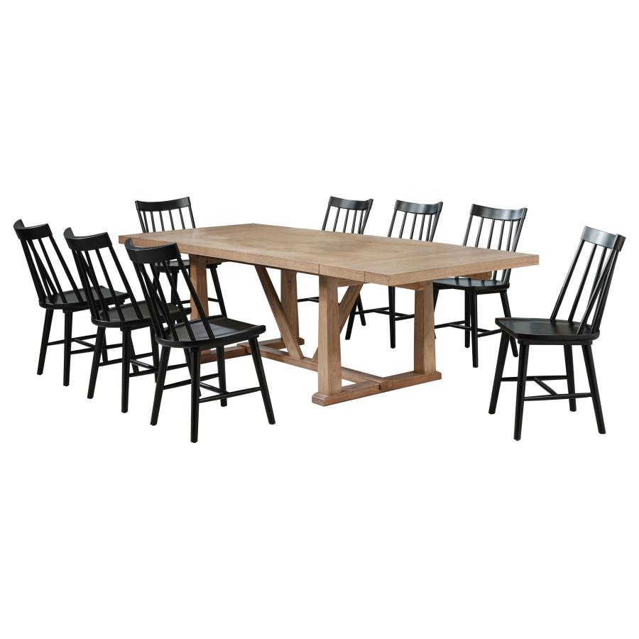 Middleton 9-Piece Extension Leaf Dining Set Brown And Black