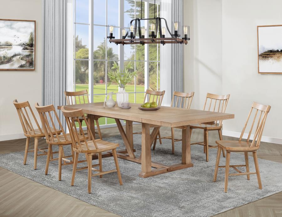 Middleton 9-Piece Extension Leaf Dining Set Natural Brown