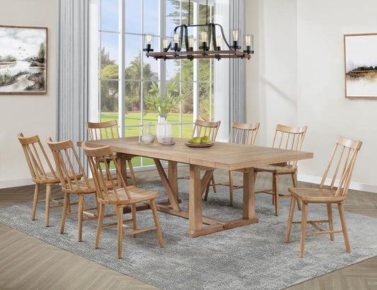 Middleton 9-Piece Extension Leaf Dining Set Natural Brown
