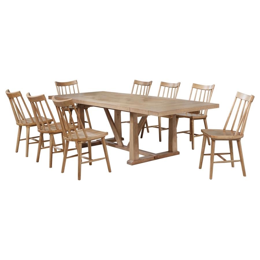 Middleton 9-Piece Extension Leaf Dining Set Natural Brown
