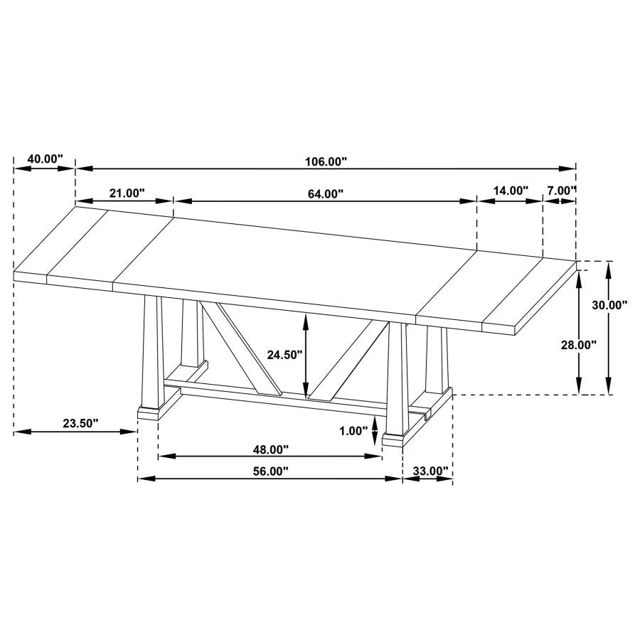 Middleton 106-Inch Extension Leaf Dining Table Natural Brown