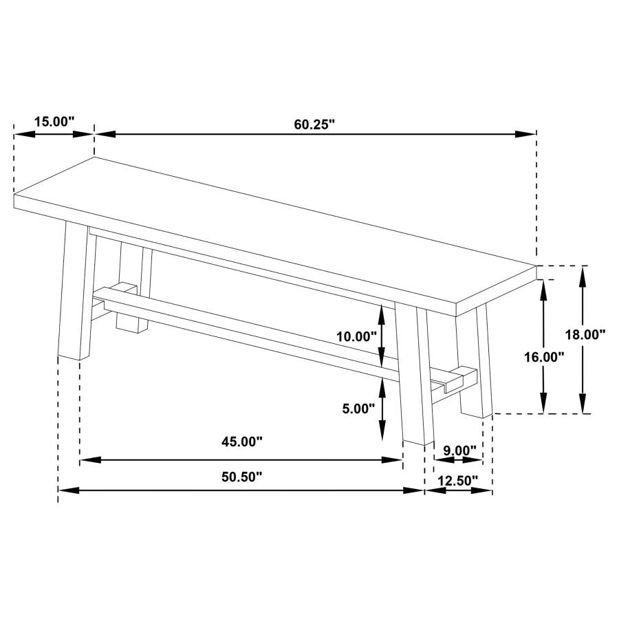 Middleton 60-Inch Wood Backless Dining Bench Natural Brown