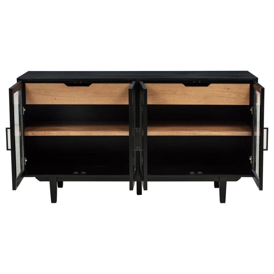 Middleton 4-Door Sideboard Server With Dual Drawers Black