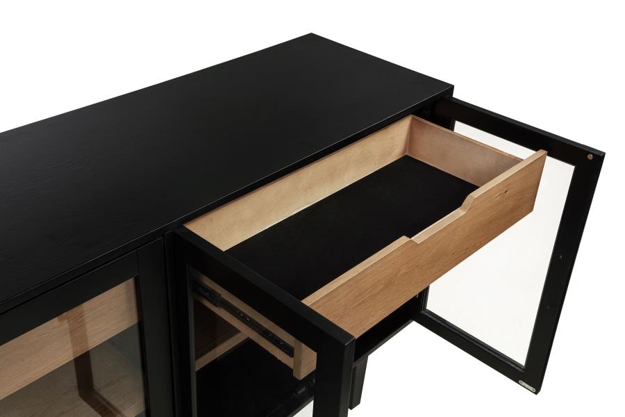 Middleton 4-Door Sideboard Server With Dual Drawers Black