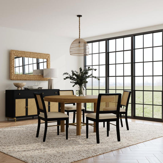 Arini 5-Piece Round Dining Table Set Sand Wash And Black