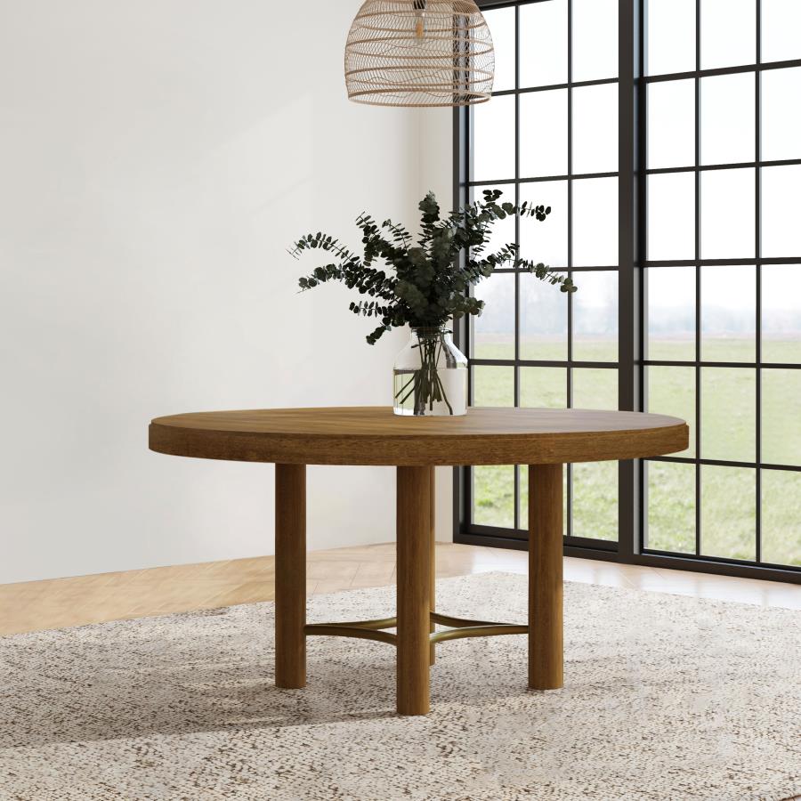 Arini 60-Inch Round Wood Dining Room Table Sand Wash