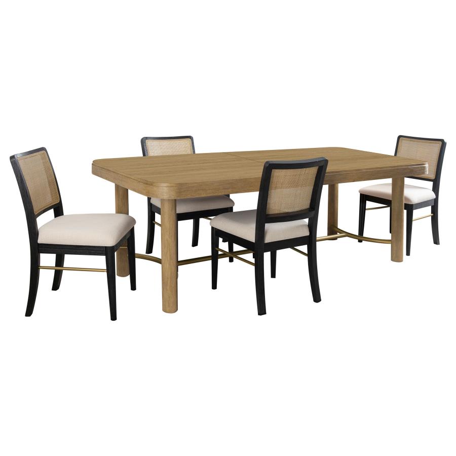 Arini 5-Piece Extension Leaf Dining Table Set Sand Wash And Black