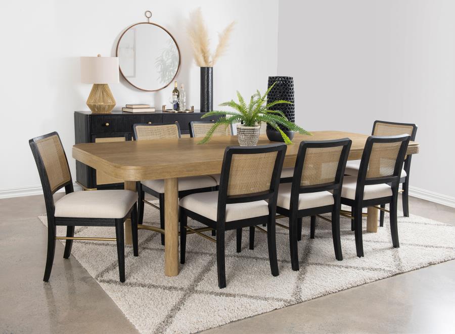 Arini 9-Piece Extension Leaf Dining Table Set Sand Wash And Black