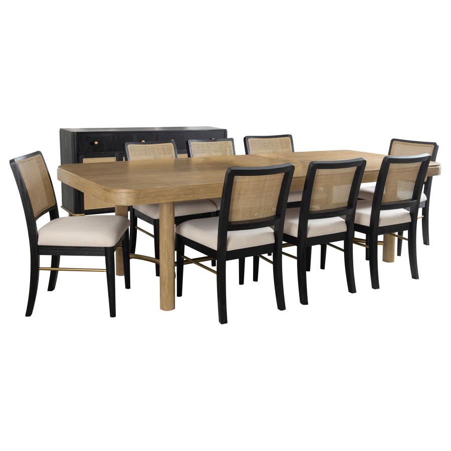Arini 9-Piece Extension Leaf Dining Table Set Sand Wash And Black
