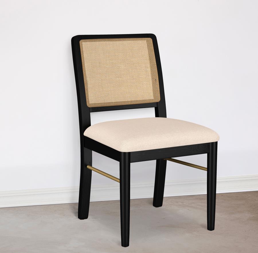 Arini Rattan Cane Dining Side Chair Black (Set Of 2)
