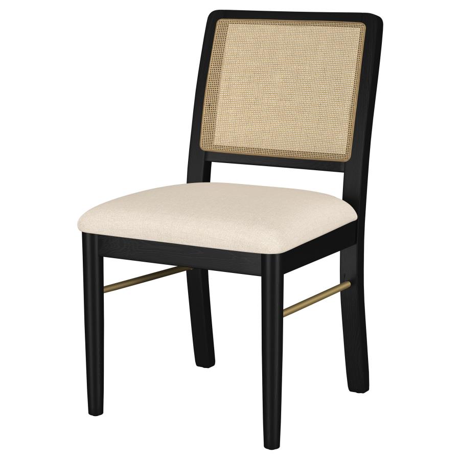 Arini Rattan Cane Dining Side Chair Black (Set Of 2)