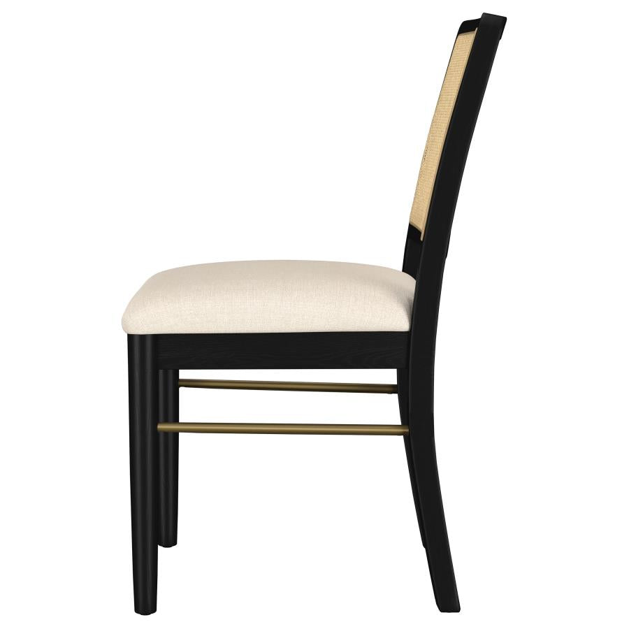 Arini Rattan Cane Dining Side Chair Black (Set Of 2)
