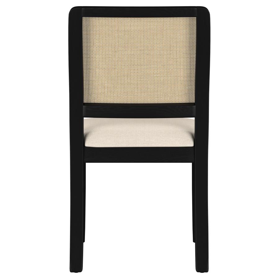 Arini Rattan Cane Dining Side Chair Black (Set Of 2)