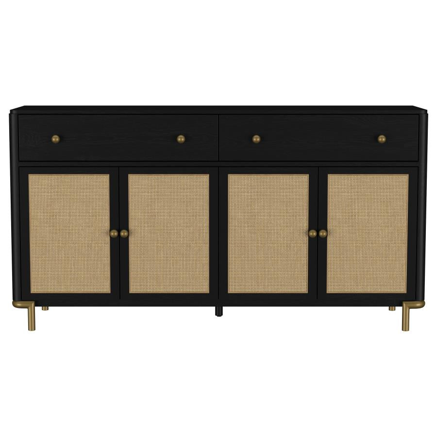 Arini 2-Drawer Cane Door Dining Sideboard Server Black