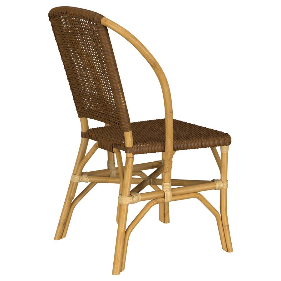 Lexley Woven Rattan Dining Side Chair Brown (Set Of 2)
