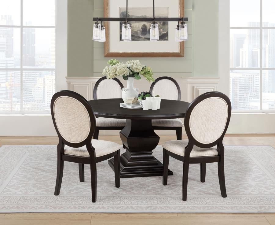 Twyla 5-Piece Round Wood Dining Room Table Set Dark Cocoa
