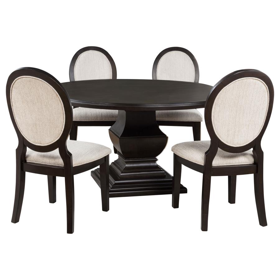 Twyla 5-Piece Round Wood Dining Room Table Set Dark Cocoa