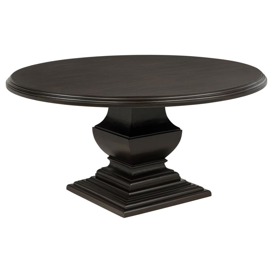 Twyla 7-Piece Round Wood Dining Room Table Set Dark Cocoa