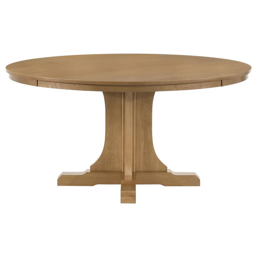 Hartville 5-Piece Round Dining Table Set Natural Light Brown