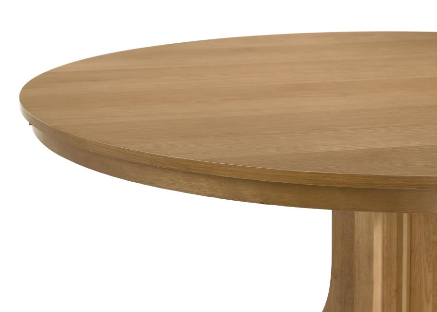 Hartville 7-Piece Round Dining Table Set Natural Light Brown