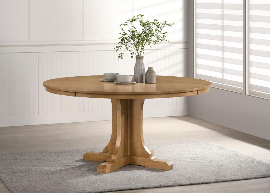 Hartville 60-Inch Round Dining Table Natural Light Brown