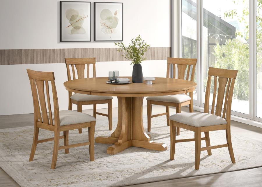 Hartville 60-Inch Round Dining Table Natural Light Brown