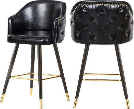 Meridian Furniture - Barbosa Faux Leather Bar-Counter Stool Set Of 2 In Black - 900Black-C - ATL FURNITURE