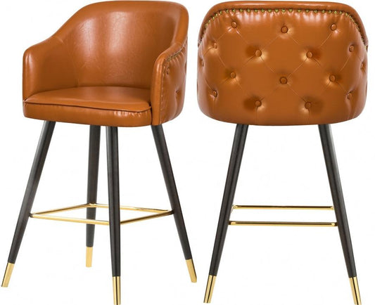 Meridian Furniture - Barbosa Faux Leather Bar-Counter Stool Set Of 2 In Cognac - 900Cognac-C - ATL FURNITURE