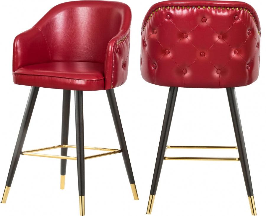 Meridian Furniture - Barbosa Faux Leather Bar-Counter Stool Set Of 2 In Red - 900Red-C - ATL FURNITURE