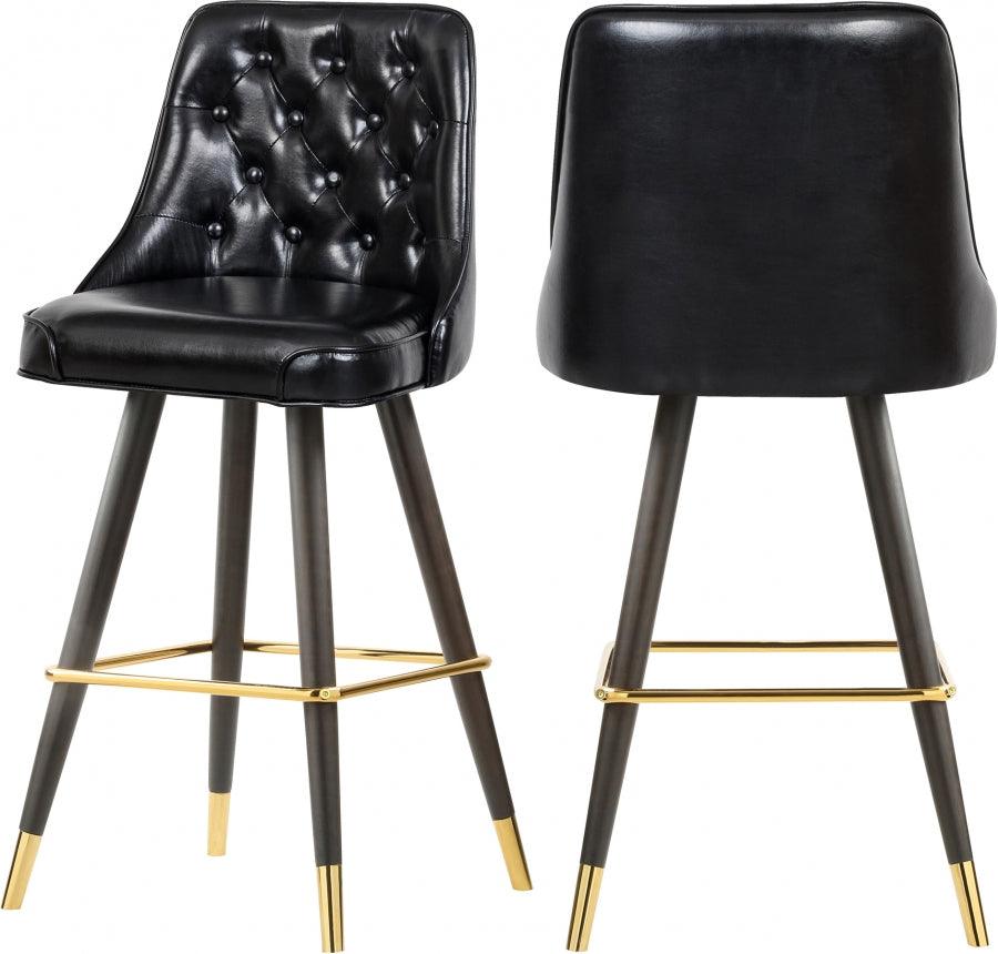 Meridian Furniture - Portnoy Faux Leather Counter Stool Set Of 2 In Black - 908Black-C - ATL FURNITURE