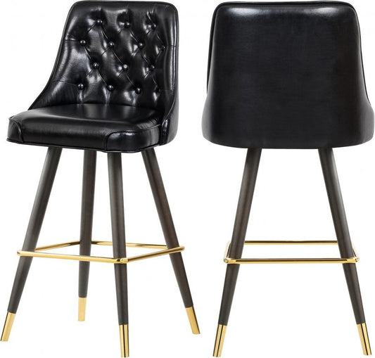 Meridian Furniture - Portnoy Faux Leather Counter Stool Set Of 2 In Black - 908Black-C - ATL FURNITURE