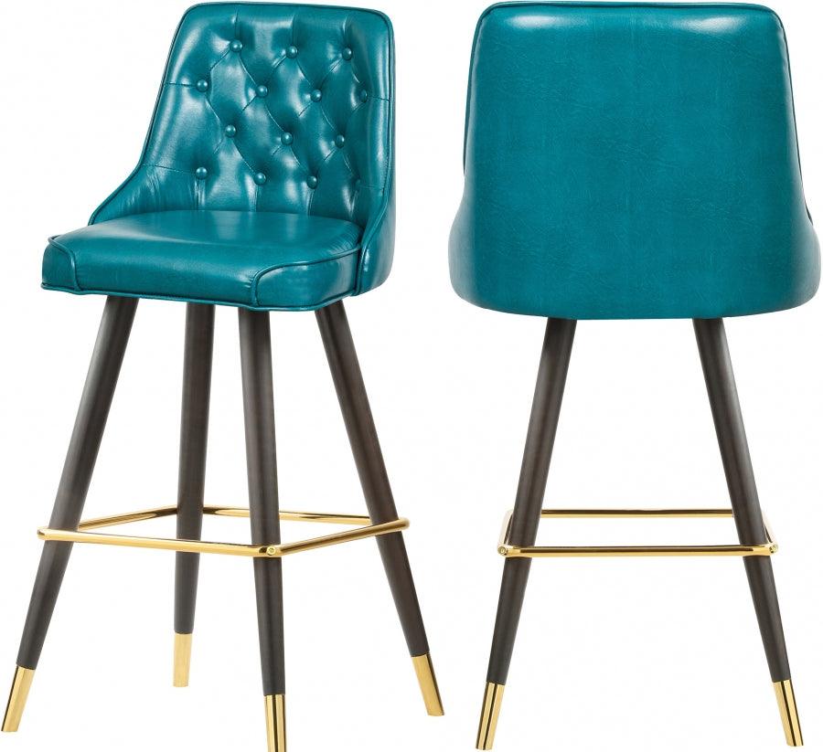 Meridian Furniture - Portnoy Faux Leather Counter Stool Set Of 2 In Blue - 908Blue-C - ATL FURNITURE