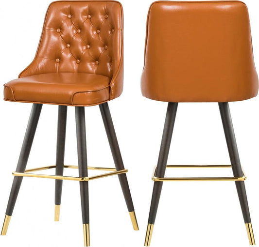 Meridian Furniture - Portnoy Faux Leather Counter Stool Set Of 2 In Cognac - 908Cognac-C - ATL FURNITURE