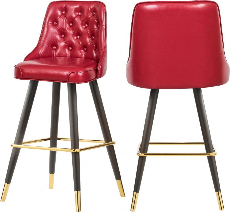 Meridian Furniture - Portnoy Faux Leather Counter Stool Set Of 2 In Red - 908Red-C - ATL FURNITURE