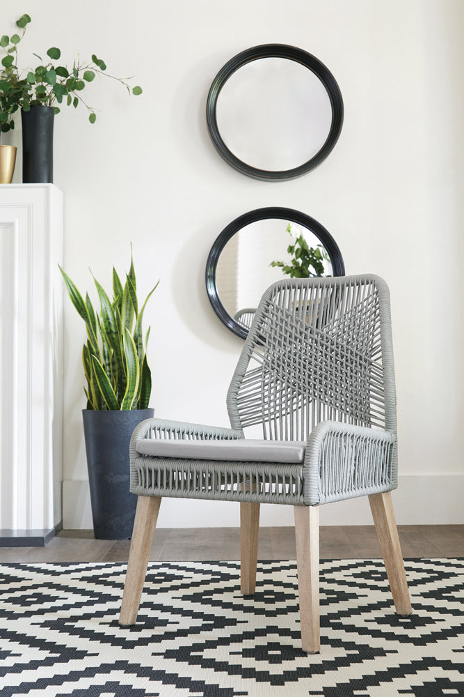 Nakia Woven Rope Dining Side Chairs Grey (Set of 2)