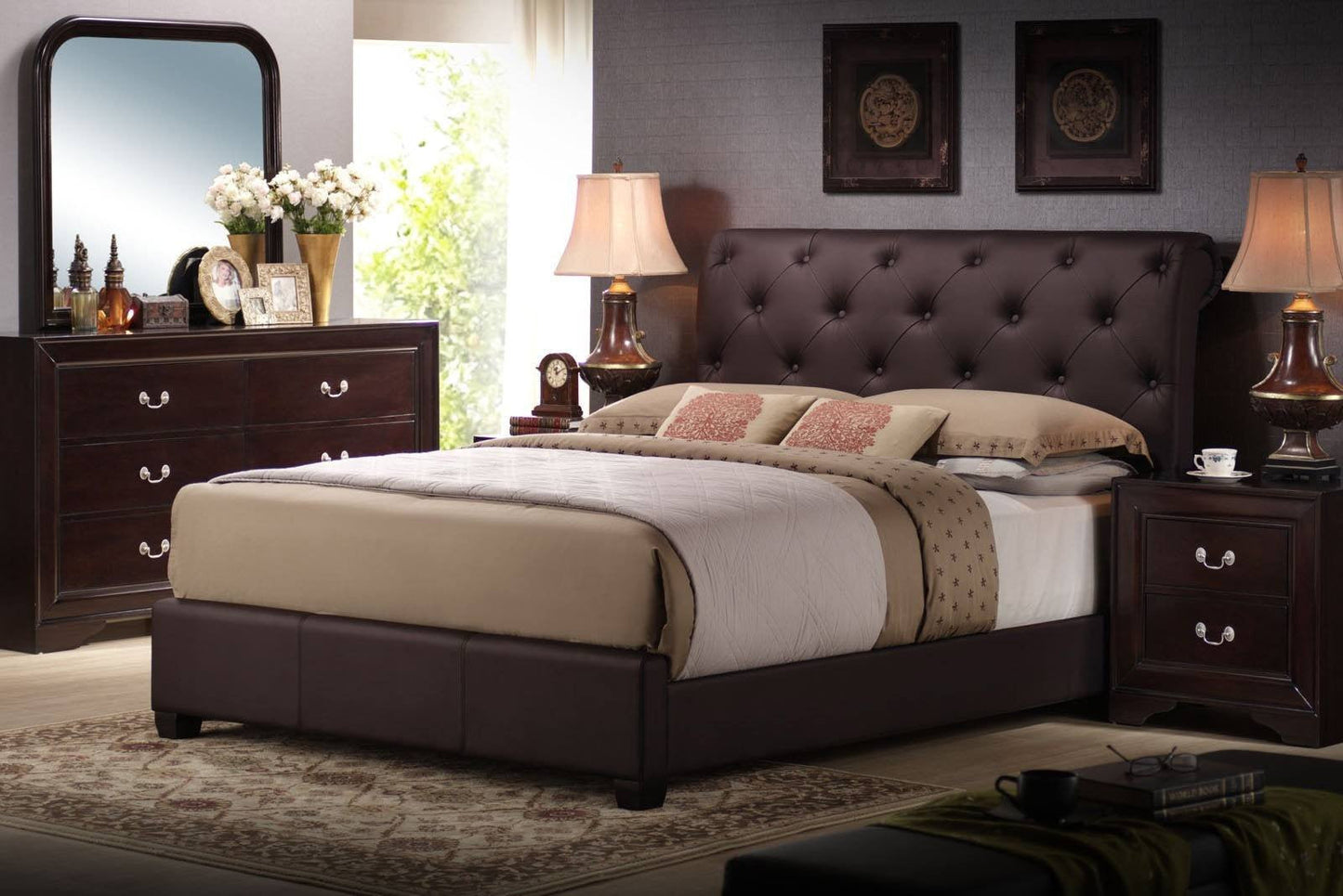 Espresso PU King Bed - ATL FURNITURE