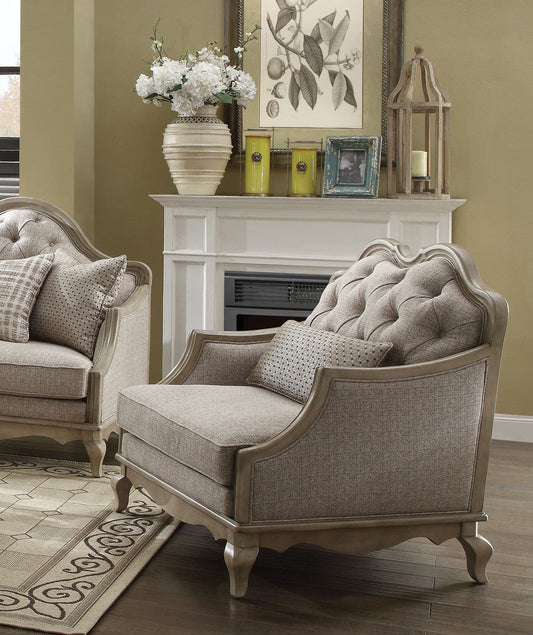 Acme Chelmsford Chair in Beige 56052 - ATL FURNITURE