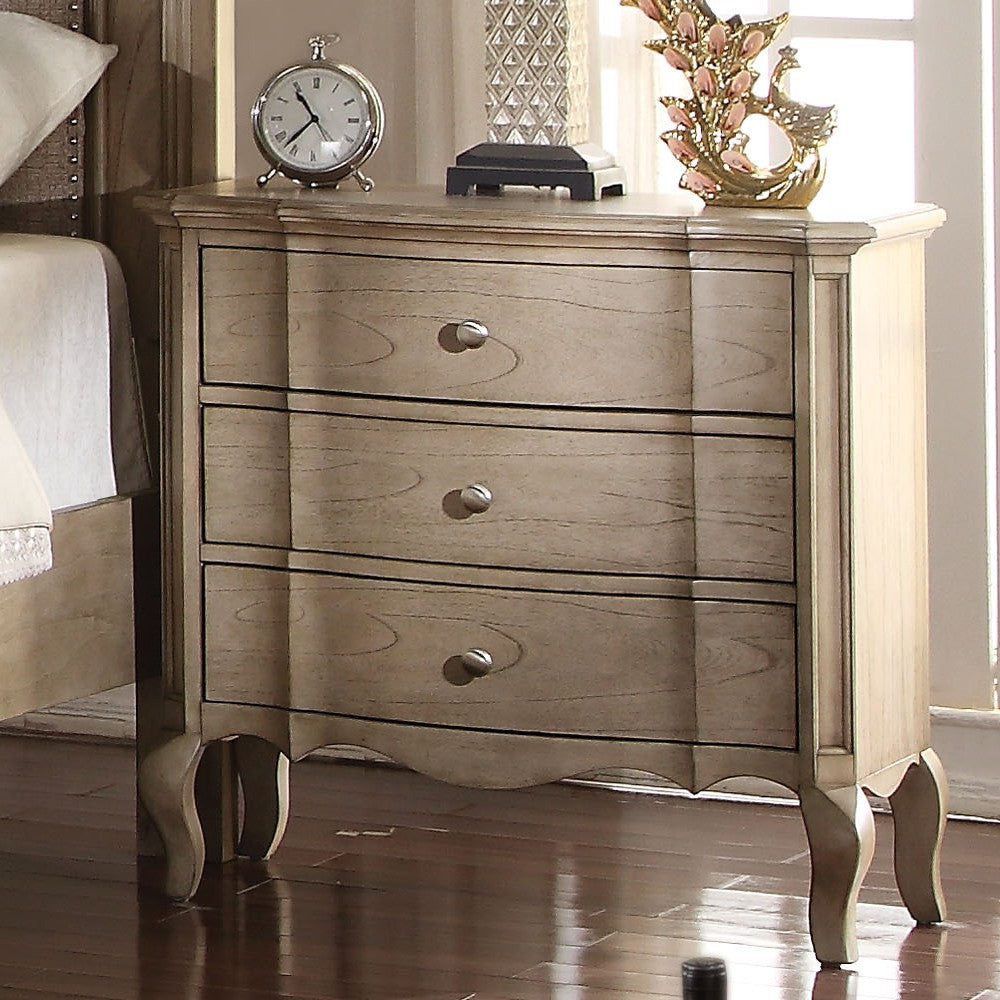 Acme Chelmsford 3-Drawer Nightstand in Antique Taupe 26053 - ATL FURNITURE