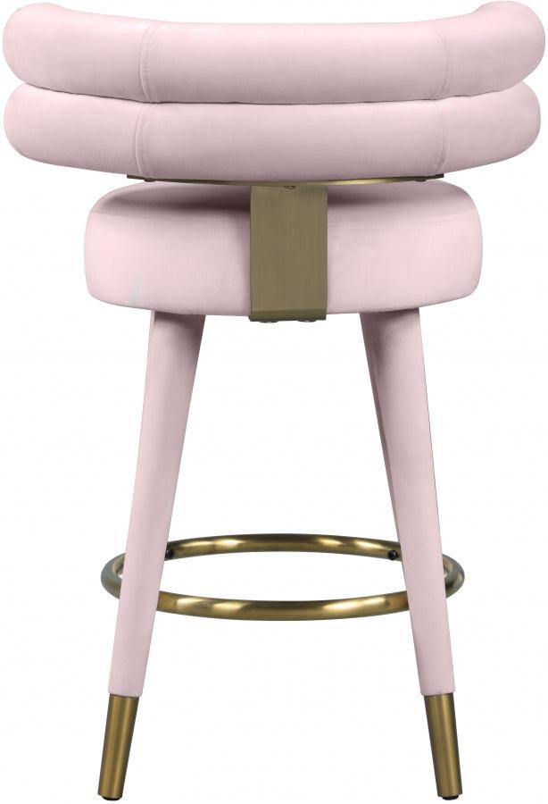 Meridian Furniture - Fitzroy Velvet Counter Stool Set Of 2 In Pink - 798Pink-C - ATL FURNITURE